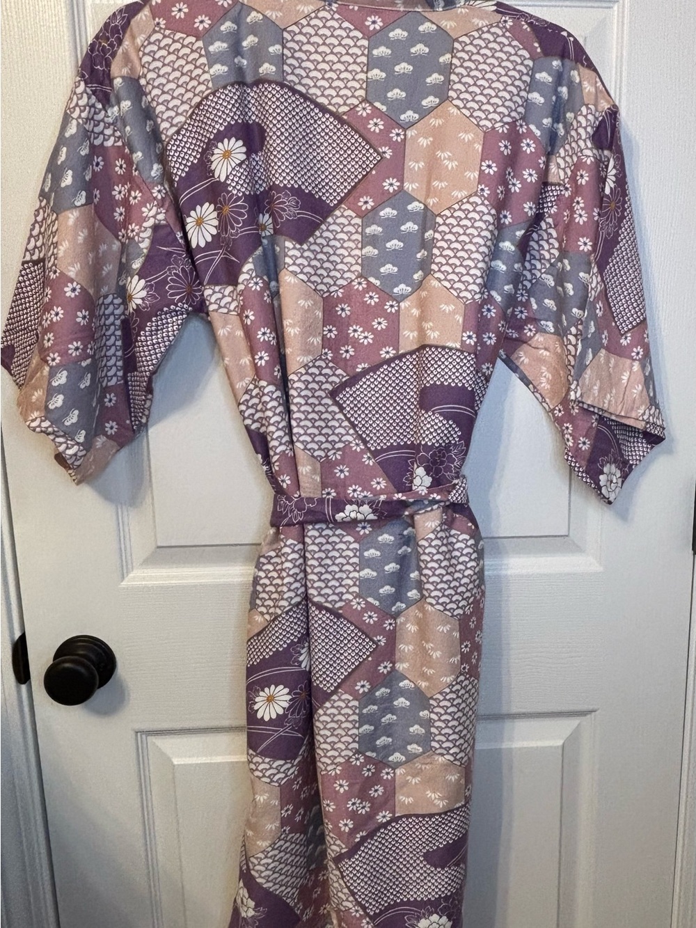 Vintage Japanese Yukata Kimono Robe 100% Cotton Floral Made in Japan OS - Picture 3 of 12